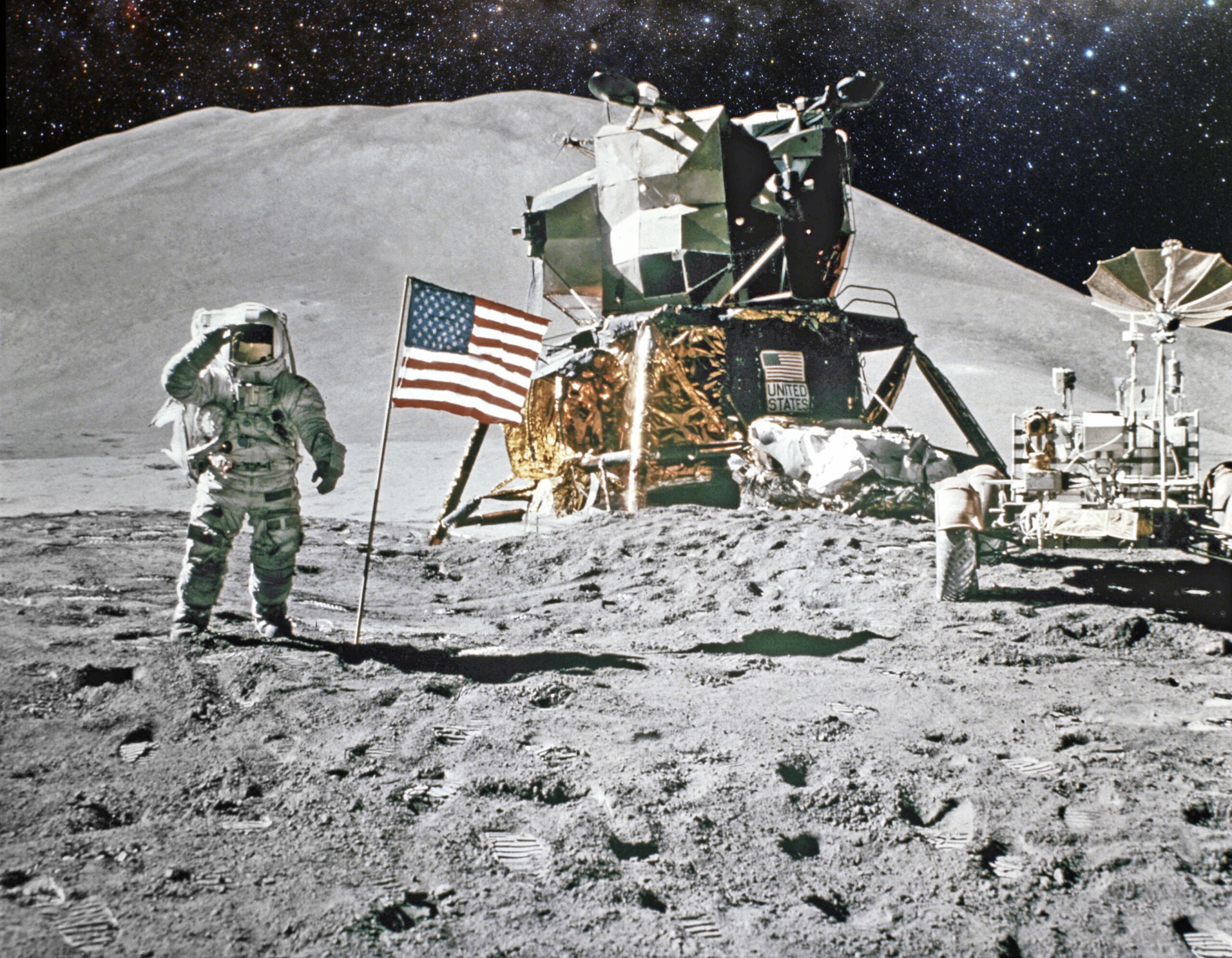 1969 Apollo 11 lunar module lands on the Moon