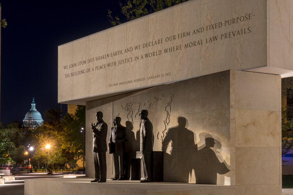 1957 President Eisenhower orders US troops to support integration of nine black students at Little Rock Central High School