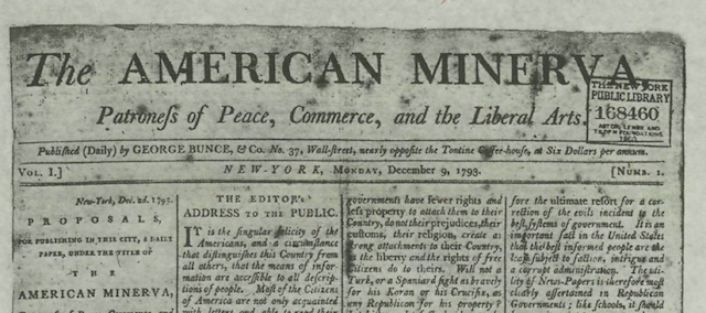 NY’s First Newspaper: American Minerva