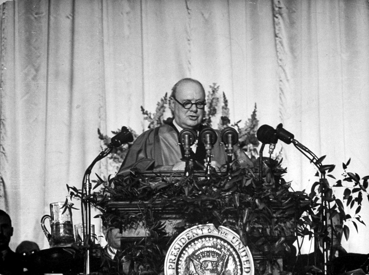 Winston Churchill gives Iron Curtain Speech