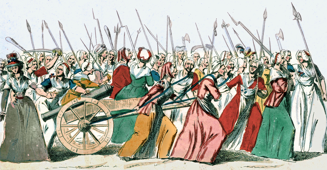 1789-French Revolution: Women of Paris march to Versailles to confront Louis XVI