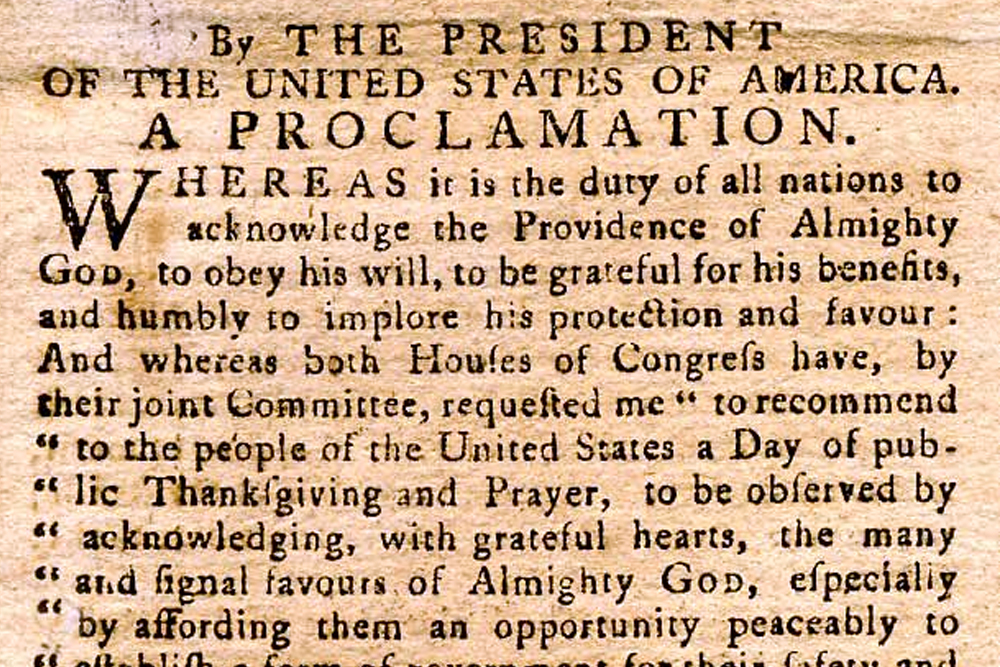 1789- America’s 1st national Thanksgiving