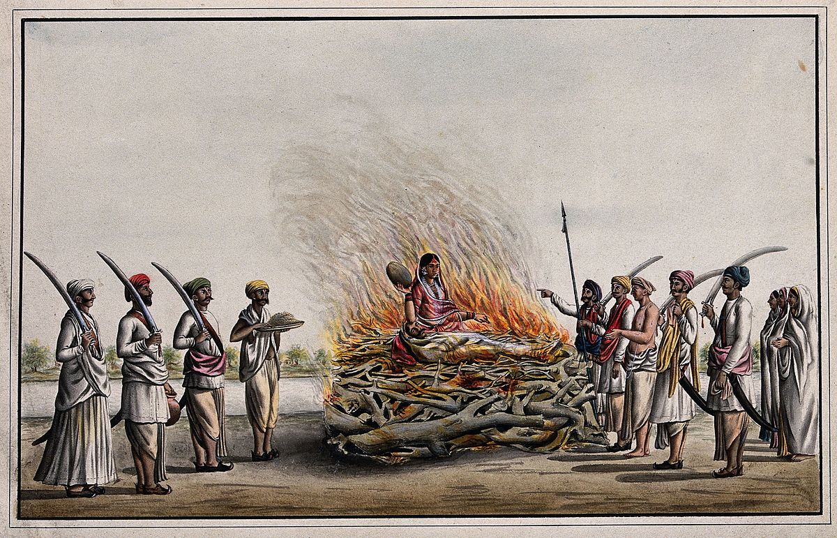 1829- Britain outlaws suttee in India (widow burning herself to death on her husband’s funeral pyre)
