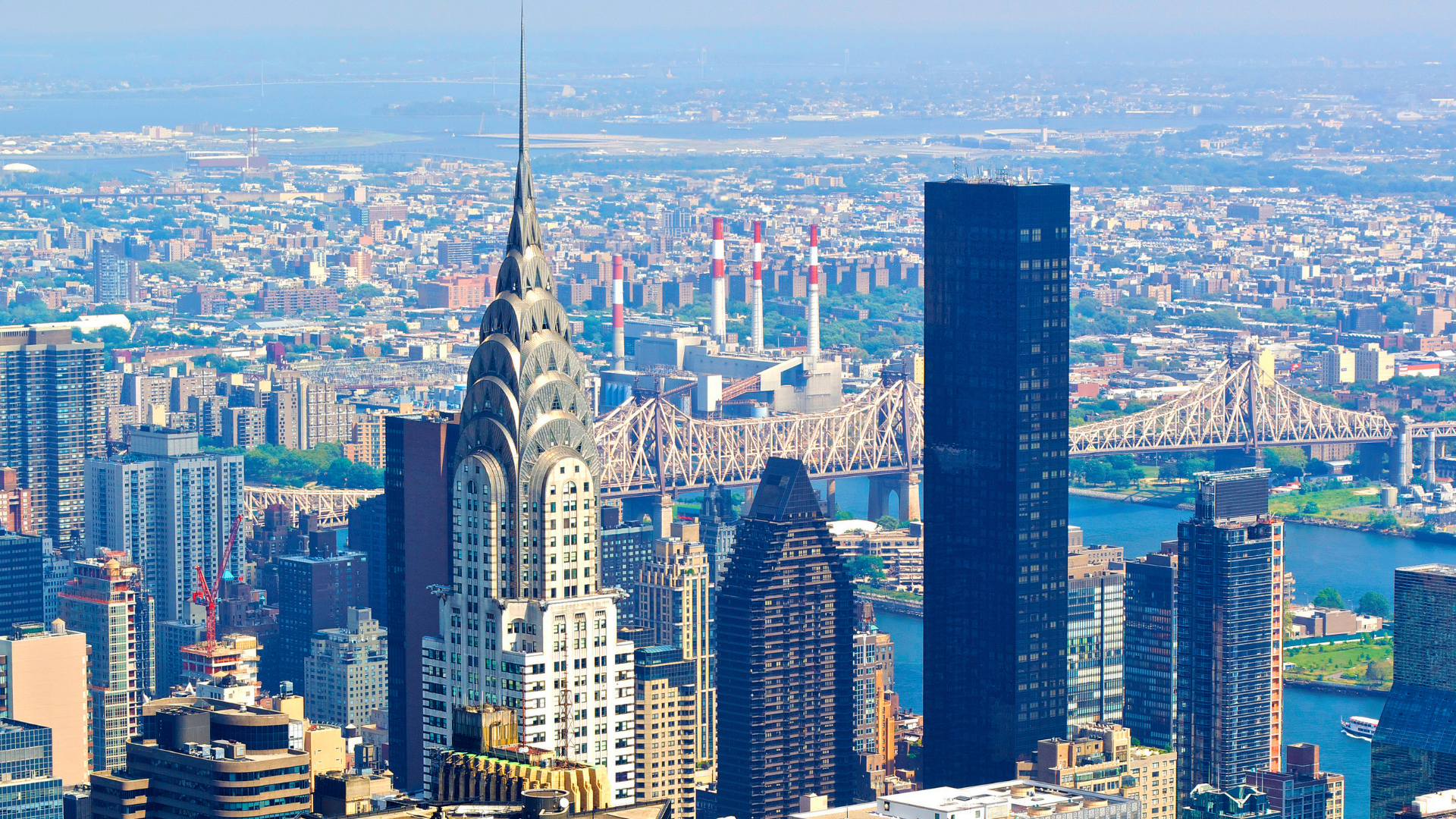 City skyline of NYC with the Chrysler building