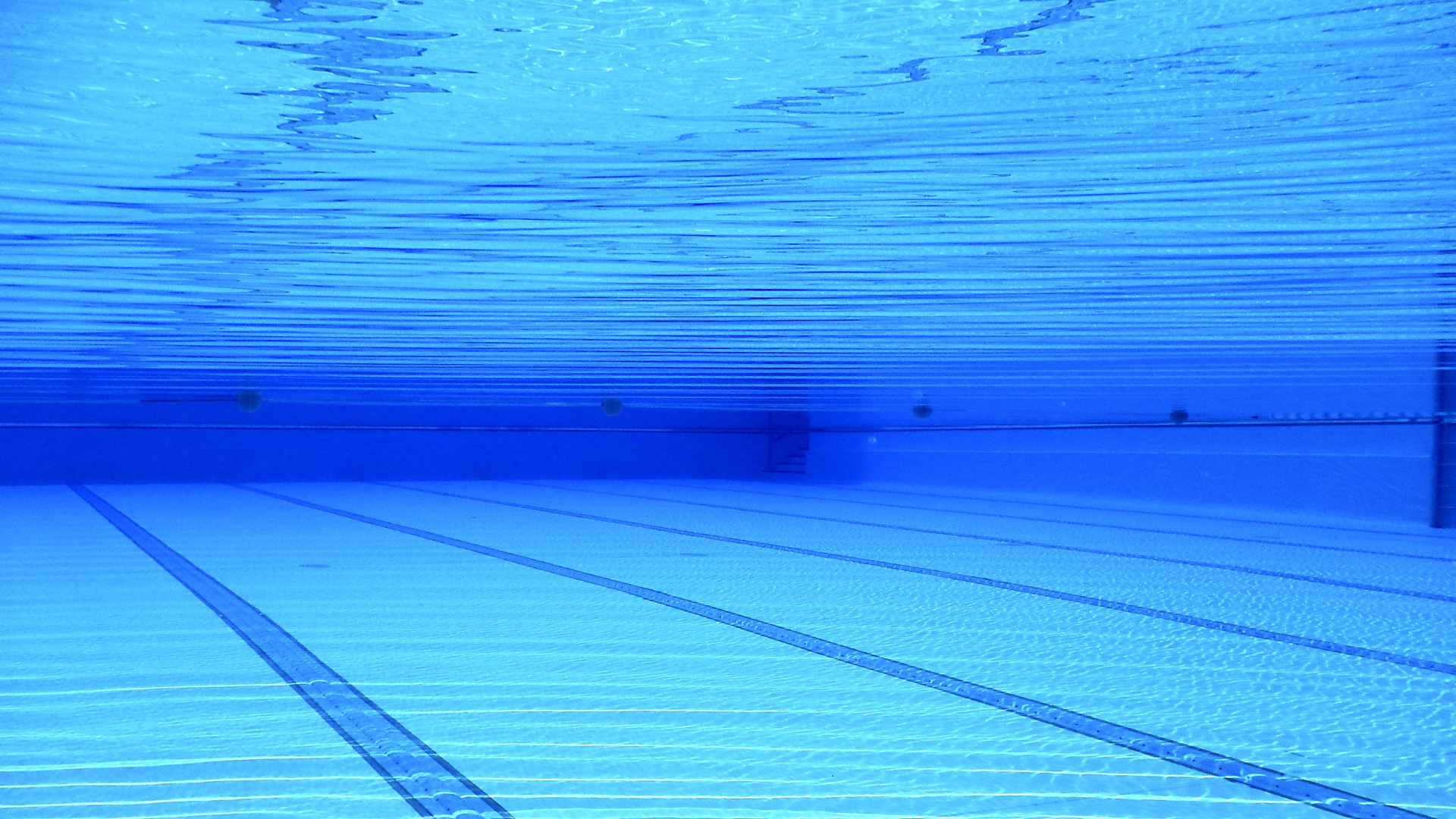 under the water of an indoor swimming pool