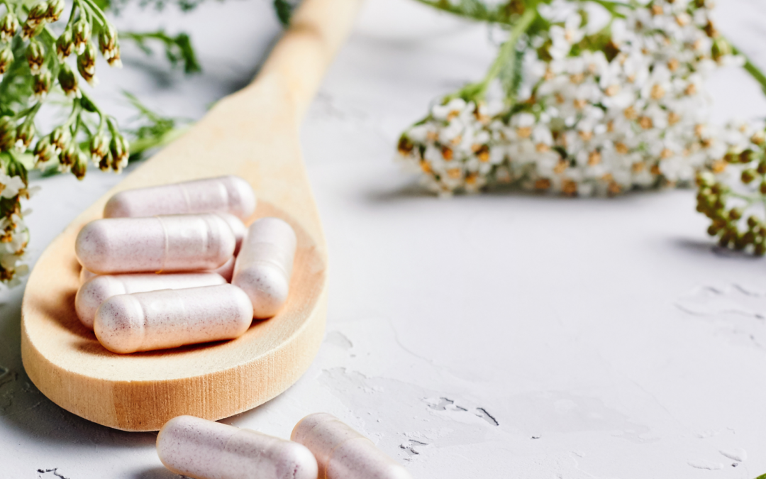 Supplements with herbs on the table