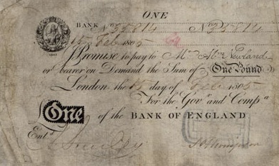 February 26, 1797 – The First £1 Note Issued by the Bank of England